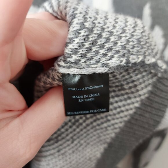 7 Seasons Gray Cheetah Print Heavy Crew Neck Cotton Cashmere Blend Sweater Large - Picture 2 of 5